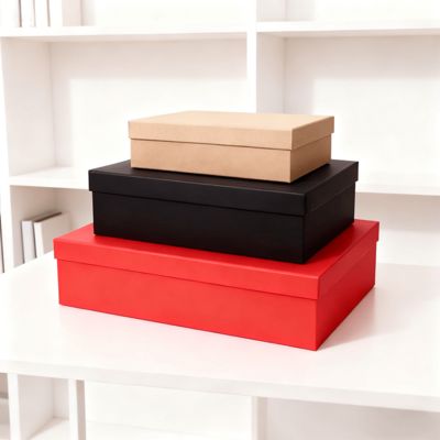 ชุดกล่องของขวัญแบบแบนพร้อมฝาสีส้มสุดหรูพร้อมถุงกระดาษ คุณสมบัติเคลือบด้าน ปั๊มนูน ฟอยล์ทอง