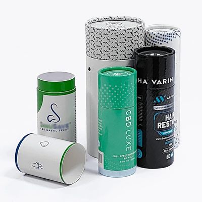 กล่องของขวัญท่อกระดาษรีไซเคิลและสไตล์ stamping ร้อนกับสติ๊กเกอร์โลโก้ที่กําหนดเอง