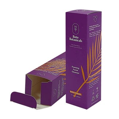 กระดาษเคลือบกล่องบรรจุเครื่องสําอาง อัตโนมัติ ด้านล่าง Tuck ปิดกล่องพับ 350g 500g