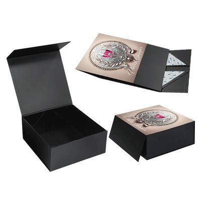 CMYK หรือ Pantone Custom Luxury Black Large Foldable Banquet Glass Drinkware Tableware แม็กเนตบรรจุกล่องของขวัญ
