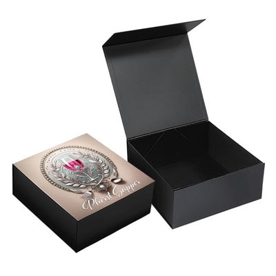 CMYK หรือ Pantone Custom Luxury Black Large Foldable Banquet Glass Drinkware Tableware แม็กเนตบรรจุกล่องของขวัญ