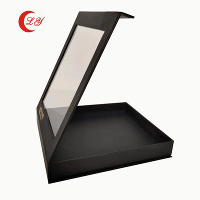 ซุปเปอร์มาร์เก็ต แมตต์ สีดํากล่องบรรจุแม่เหล็กกล่องของขวัญกระดาษกระดาษที่มีหน้าต่างใส