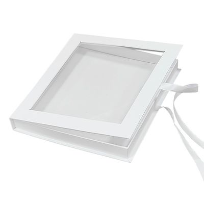 กล่องบรรจุกระดาษแม่เหล็กรูปหนังสือสี่เหลี่ยม PVC หน้าต่างบนใส