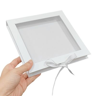 กล่องบรรจุกระดาษแม่เหล็กรูปหนังสือสี่เหลี่ยม PVC หน้าต่างบนใส