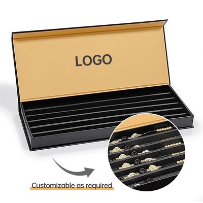 สีดํา Custom Logo หรูหราของขวัญบรรจุกล่องแม่เหล็กกับกระดาษกระดาษ