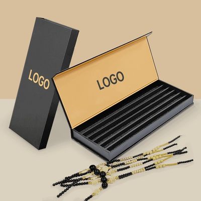 สีดํา Custom Logo หรูหราของขวัญบรรจุกล่องแม่เหล็กกับกระดาษกระดาษ