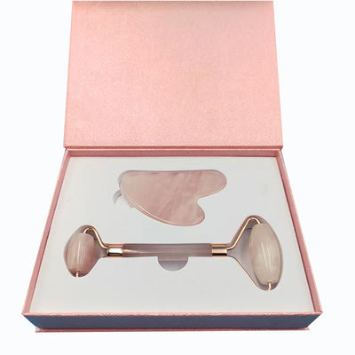 กล่องกระดาษ Flip Lid สําหรับการดูแลผิวหนัง รอลเลอร์ใบหน้า Gua Sha Set การแก้ไขบรรจุที่กําหนดเอง