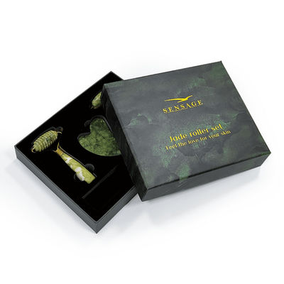 โลโก้ที่กําหนดเอง Premium Green Cardboard Lid Cover Top และล่าง กล่องของขวัญบรรจุเครื่องสําอางหรู