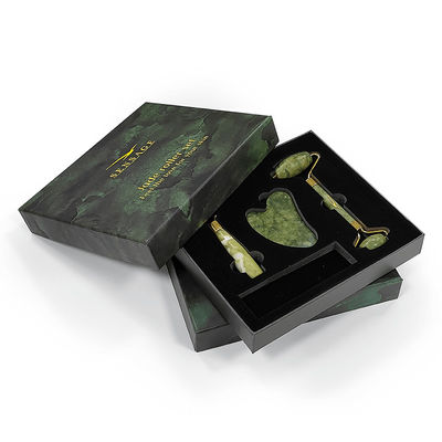 โลโก้ที่กําหนดเอง Premium Green Cardboard Lid Cover Top และล่าง กล่องของขวัญบรรจุเครื่องสําอางหรู
