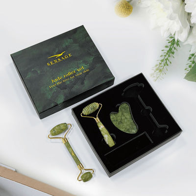 โลโก้ที่กําหนดเอง Premium Green Cardboard Lid Cover Top และล่าง กล่องของขวัญบรรจุเครื่องสําอางหรู