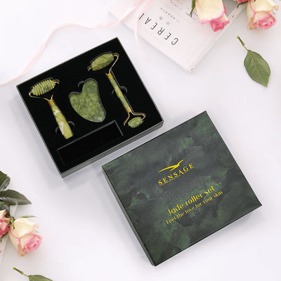โลโก้ที่กําหนดเอง Premium Green Cardboard Lid Cover Top และล่าง กล่องของขวัญบรรจุเครื่องสําอางหรู