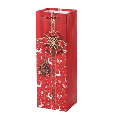 กระเป๋ากระดาษที่กําหนดเอง พิมพ์ด้วยโลโก้ของคุณ กระเป๋าของขวัญกระดาษคริสต์มาสสําหรับบรรจุไวน์