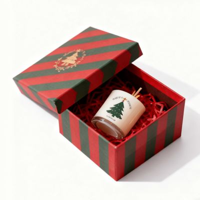 โรงงานขายยอดขาย Custom สีสันกระดาษกระดาษกระดาษกระดาษคริสต์มาส กล่องปิดและฐานกล่องเทียนกับสแตมป์