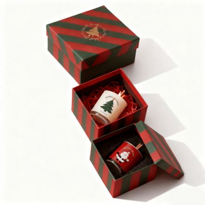 โรงงานขายยอดขาย Custom สีสันกระดาษกระดาษกระดาษกระดาษคริสต์มาส กล่องปิดและฐานกล่องเทียนกับสแตมป์