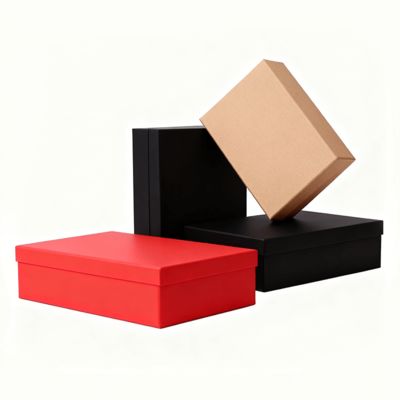 ชุดกล่องของขวัญแบบแบนพร้อมฝาสีส้มสุดหรูพร้อมถุงกระดาษ คุณสมบัติเคลือบด้าน ปั๊มนูน ฟอยล์ทอง