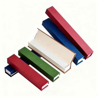 กล่องธูปทรงสี่เหลี่ยมผืนผ้าสีทึบหรูหรา กล่องบรรจุภัณฑ์กระดาษคราฟท์แบบกำหนดเองสำหรับของขวัญ กล่องแข็งบุด้วยฟองน้ำ ปั๊ม