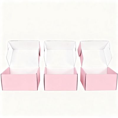 Small Custom Printed Pink Recyclable Corrugated Cardboard Cosmetic Packaging Mailer Boxes With Matt Lamination