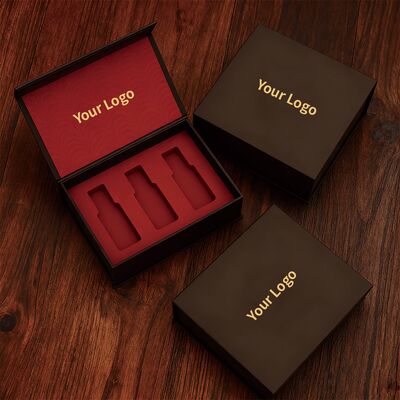 กล่องกระดาษโลโก้ที่กําหนดเอง กล่องของขวัญแม่เหล็กที่มีฟองใส่ เครื่องสําอางที่แข็งแกร่งหรูหราสําหรับเครื่องสําอาง