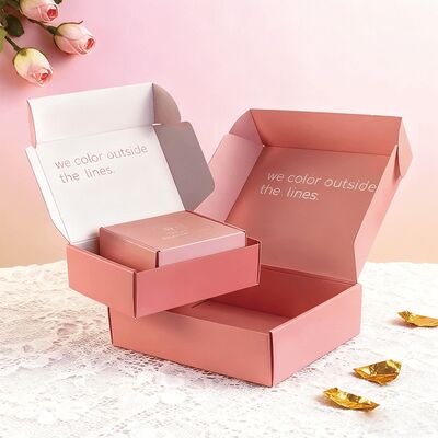 Custom Folding Corrugated Pink Cardboard Gift Box Custom Logo Packaging Accepts