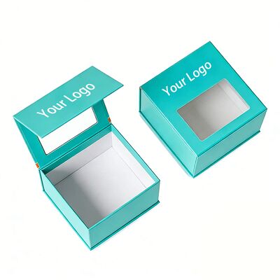 กล่องของขวัญแบบแม่เหล็กปิดเองระดับไฮเอนด์แบบสั่งทำพิเศษ พร้อมหน้าต่าง กล่องกระดาษบรรจุภัณฑ์สำหรับหมวกและเสื้อผ้า