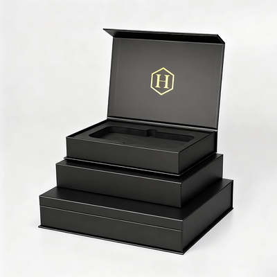 Custom Paper Box Wholesale Packaging Magnetic Gift Box Black Paperboard Sponge Matt Lamination for Sport Cards