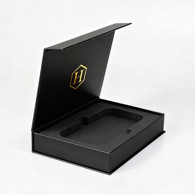 Custom Paper Box Wholesale Packaging Magnetic Gift Box Black Paperboard Sponge Matt Lamination for Sport Cards
