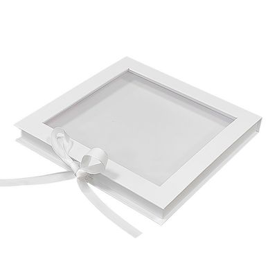กล่องบรรจุกระดาษแม่เหล็กรูปหนังสือสี่เหลี่ยม PVC หน้าต่างบนใส